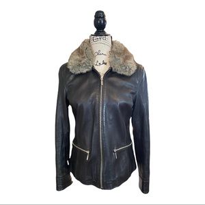 Mossimo  leather jacket detachable fur collar very soft like new!